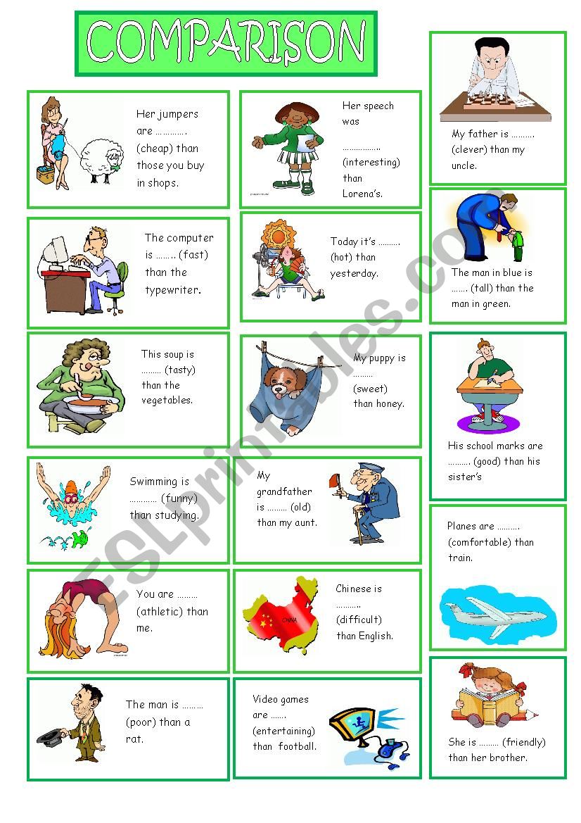 COMPARISON OF ADJECTIVES ESL Worksheet By Mariaah