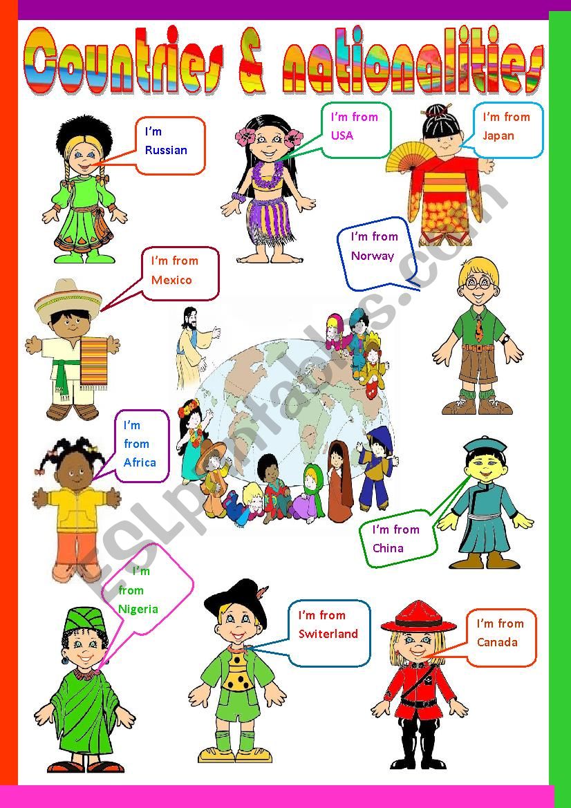 Countries And Nationalities ESL Worksheet By Faiza Amani