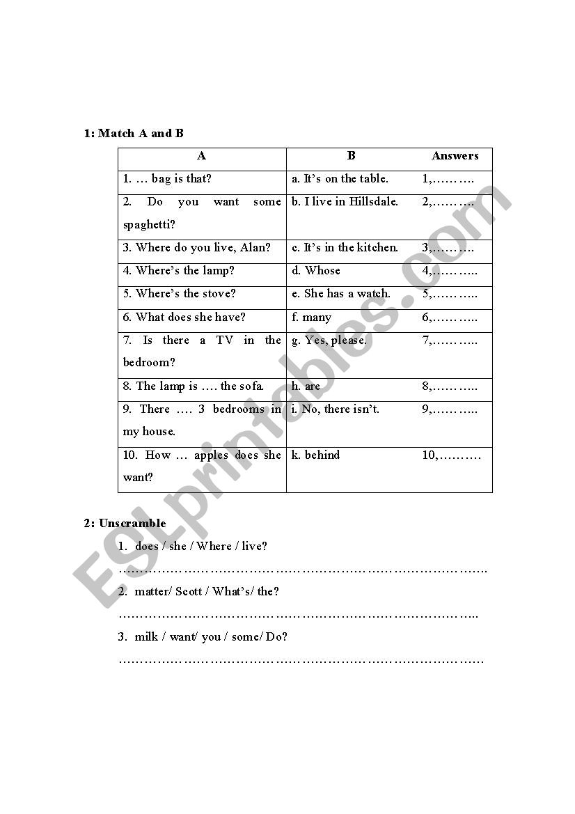 Lets go 2 exercises worksheet