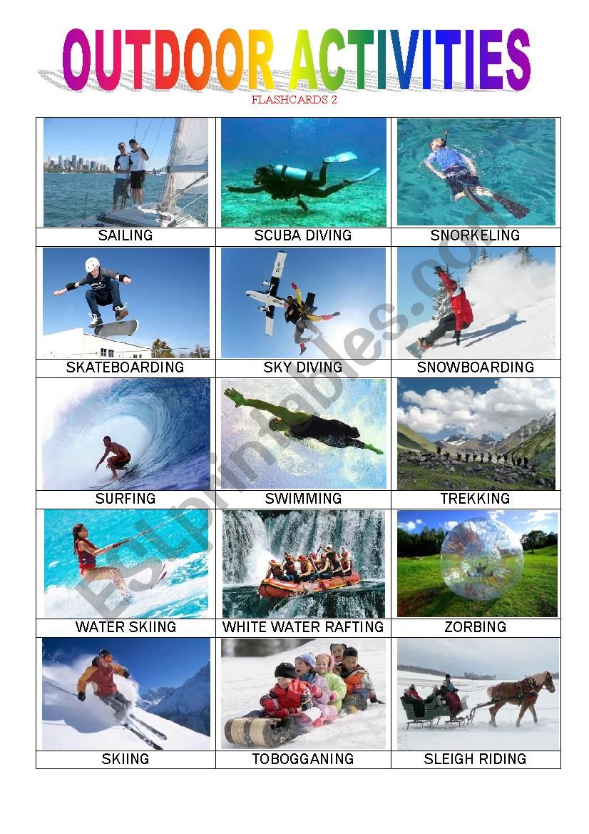 Outdoor Activities 2 ESL Worksheet By Monicablt