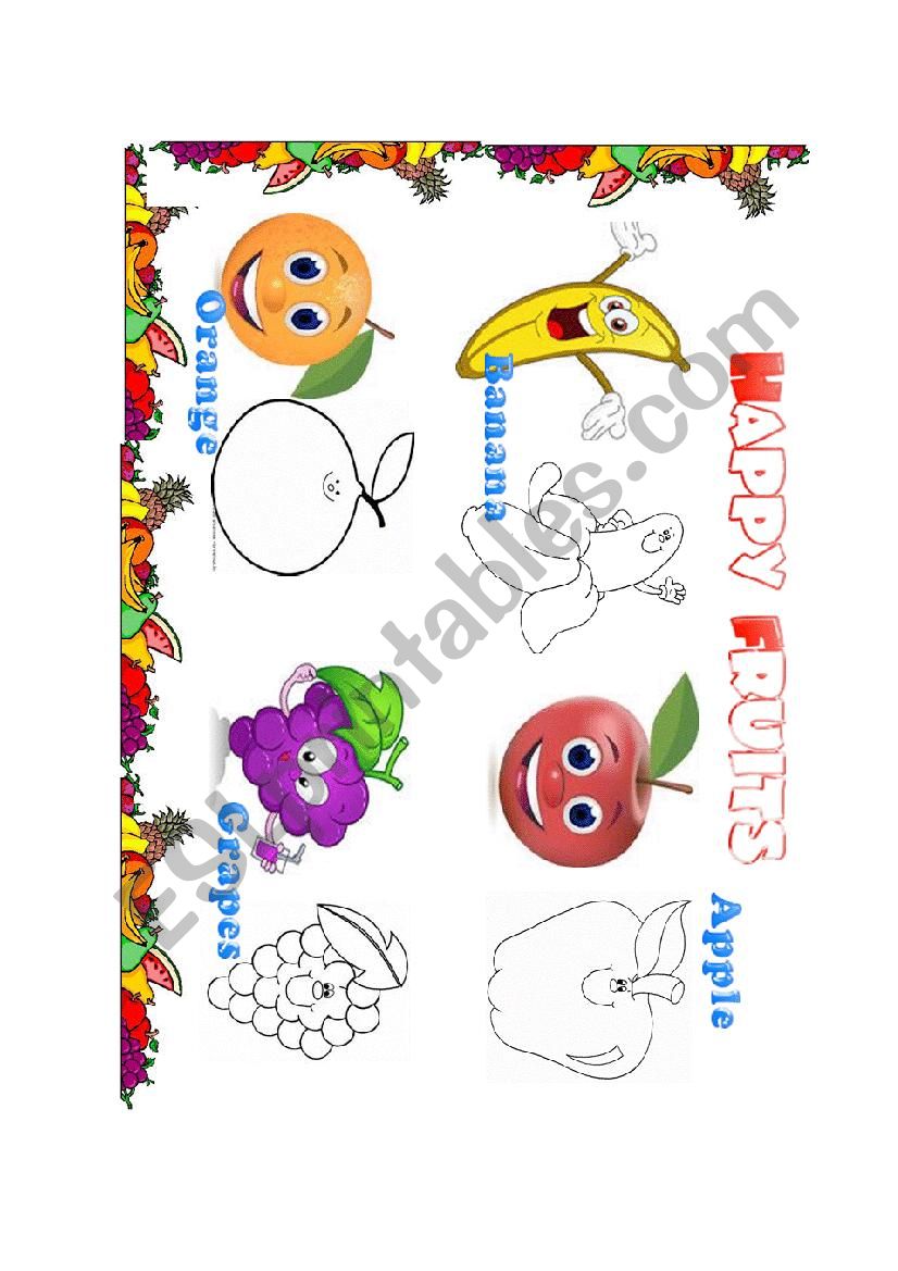 Happy fruits worksheet