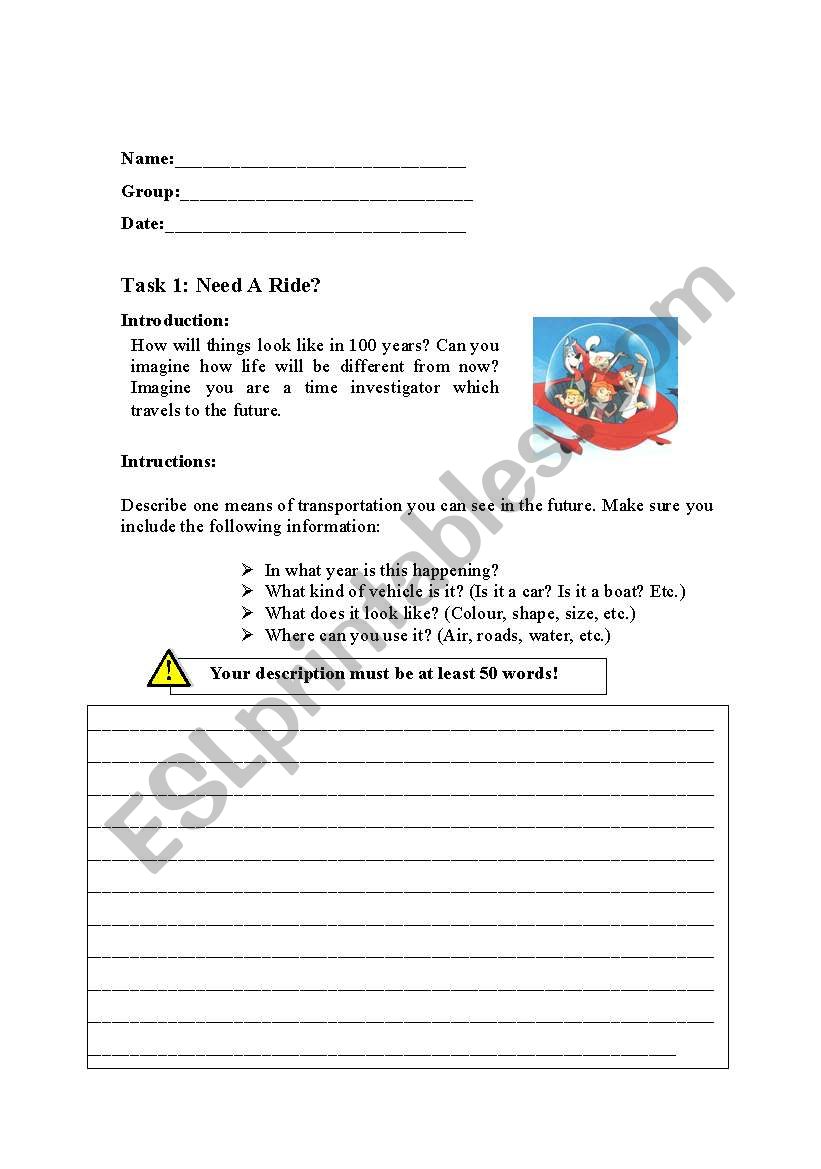 A trip through time! worksheet