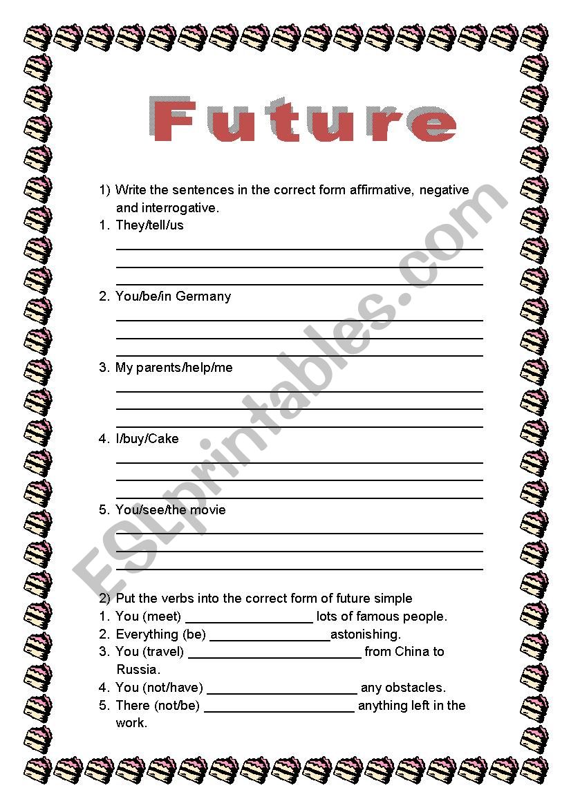 Future tense worksheet