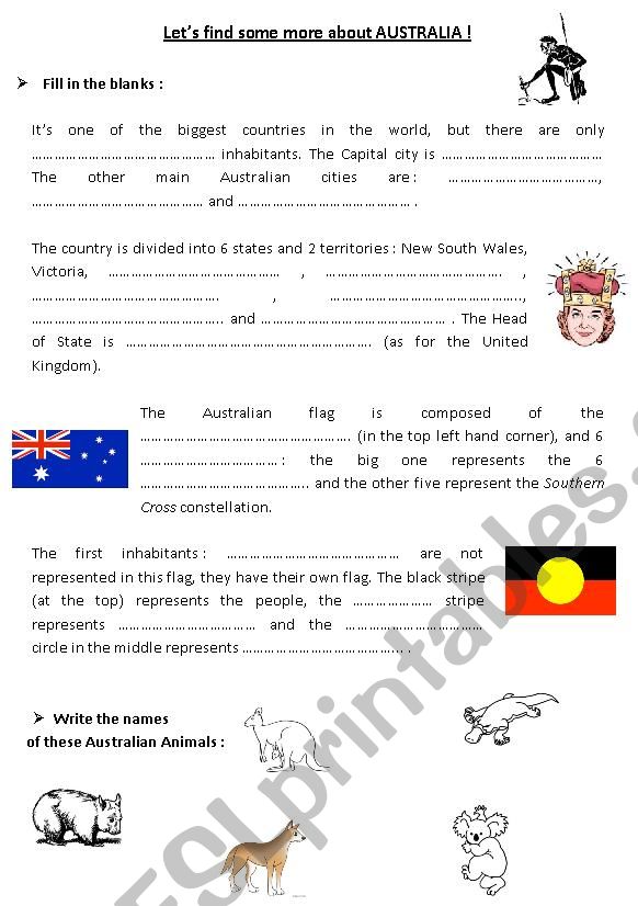 Let´s find some more about Australia ! - ESL worksheet by Ekyara