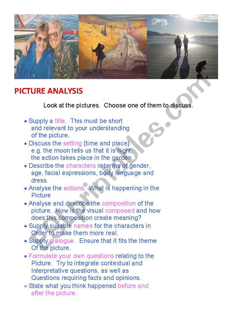 PICTURE ANALYSIS worksheet