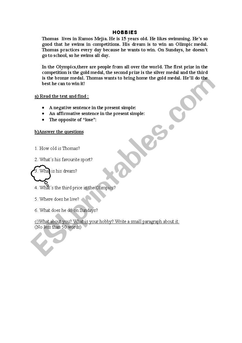 Hobbies worksheet