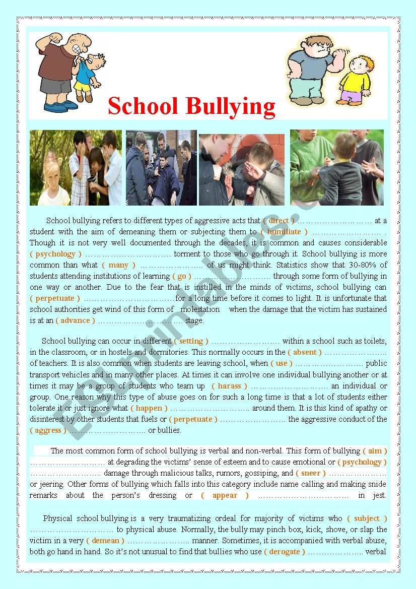 School Bullying - ESL worksheet by adel boukhchina