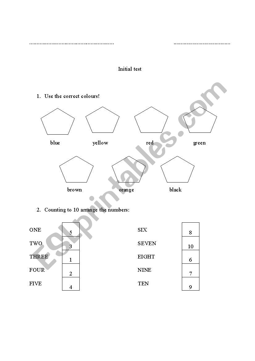 Activity worksheet