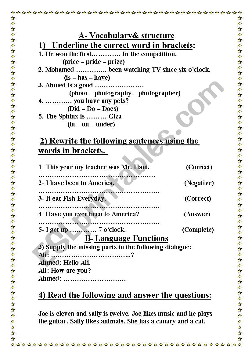 a very good test for pre-intermediate pupils