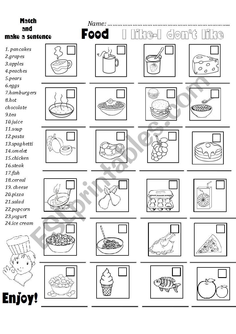 FOOD+I LIKE/I DON´T LIKE - ESL worksheet by Lucia13