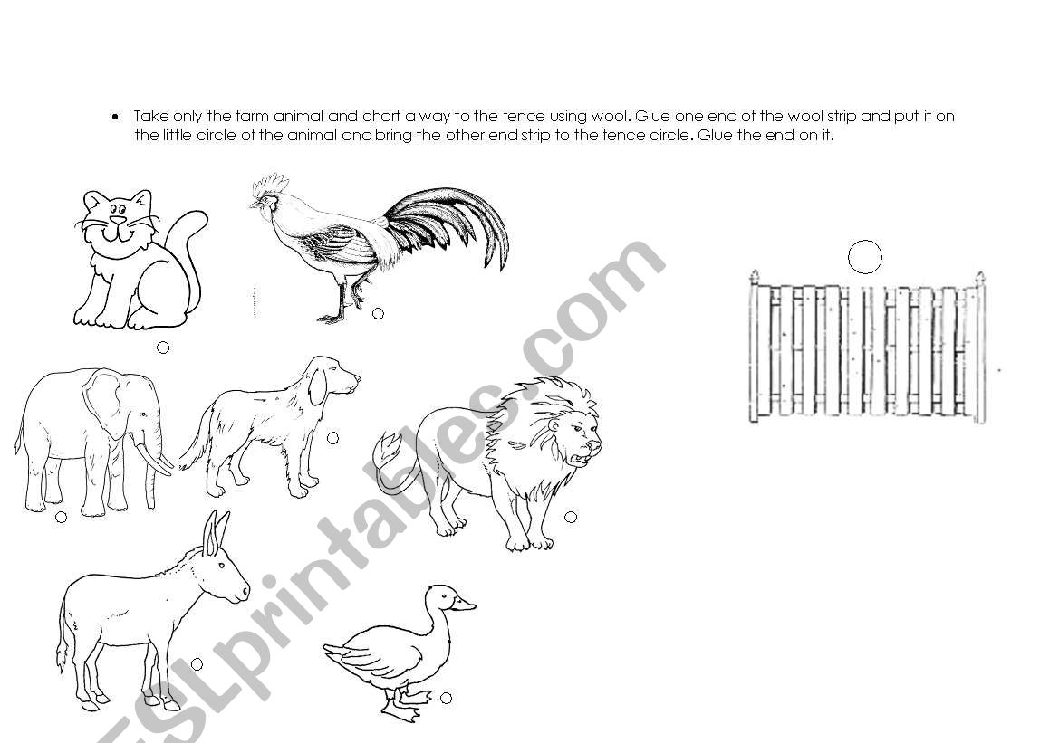 English worksheets: farm animals