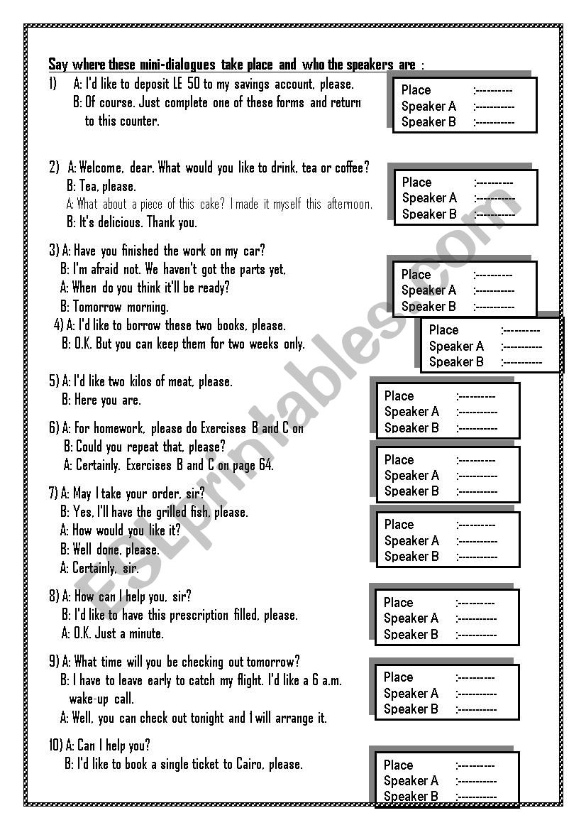 places and speakers ( a very useful mini-dialogues) 