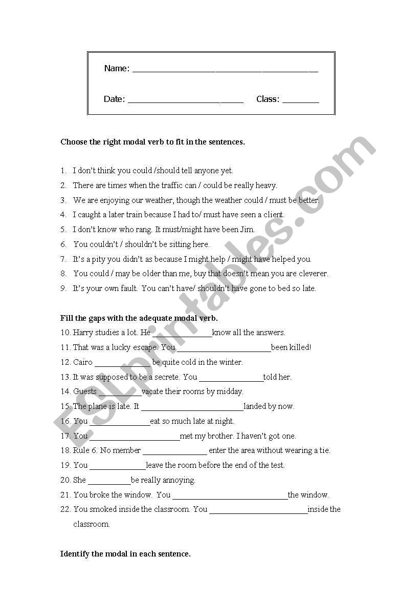 Modal Verbs ESL Worksheet By Vitoria valente