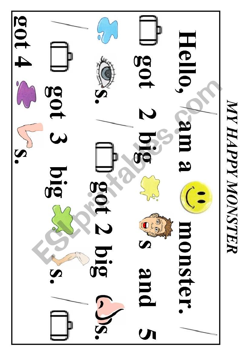 Happy monster worksheet