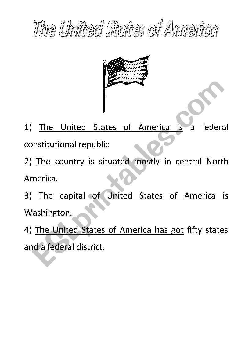 THe U.S.A: worksheet