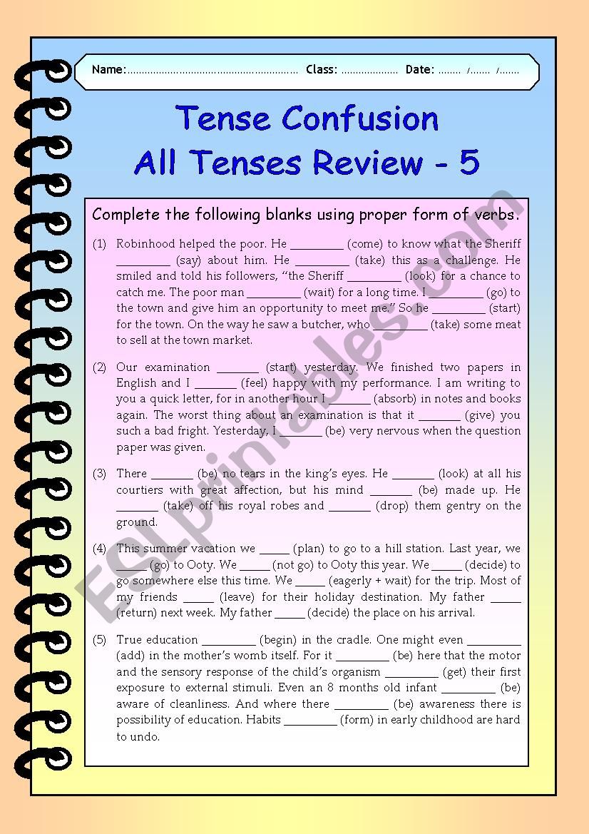 Tense Confusion All Tenses (mixed) Review - 5