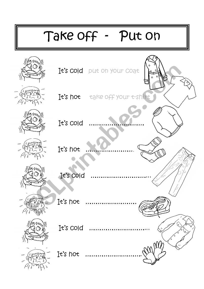 CLOTHES Take off  -  Put on worksheet