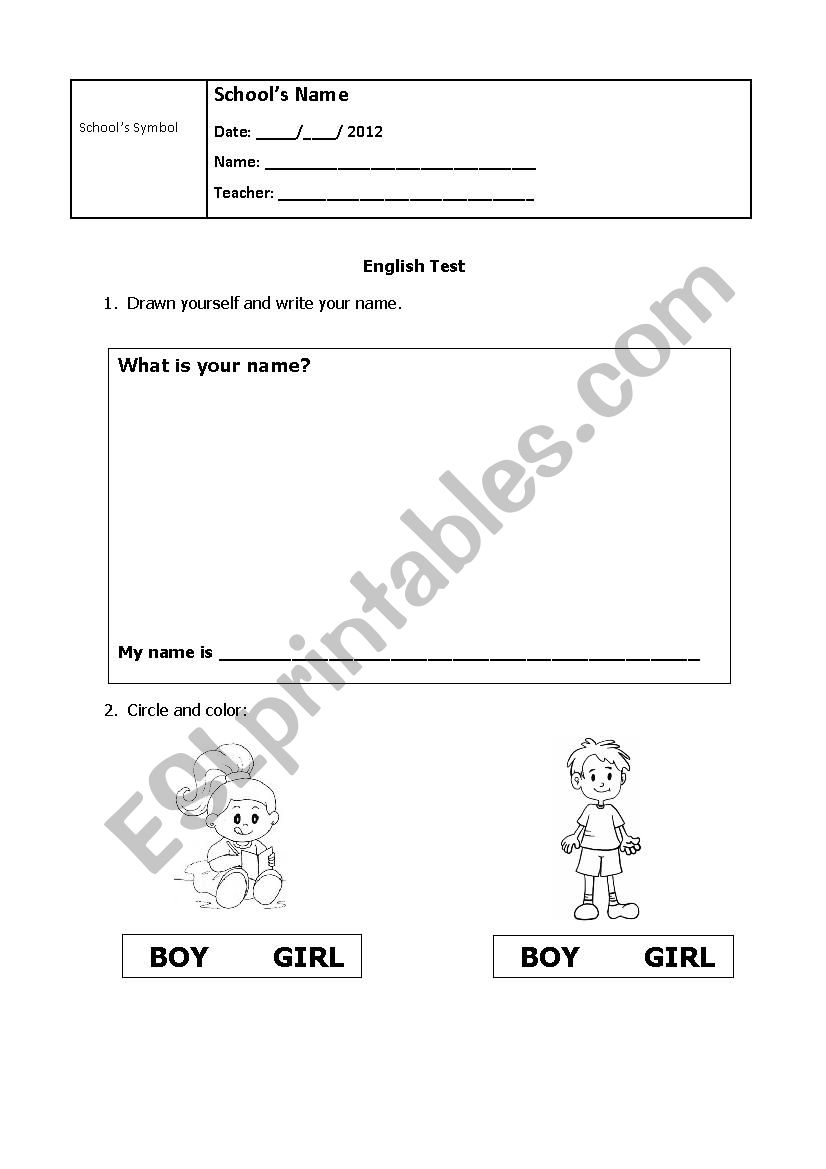 English test About Family  worksheet