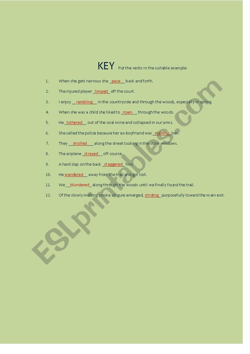 Synonyms of WALK - ESL worksheet by Peperutkaa