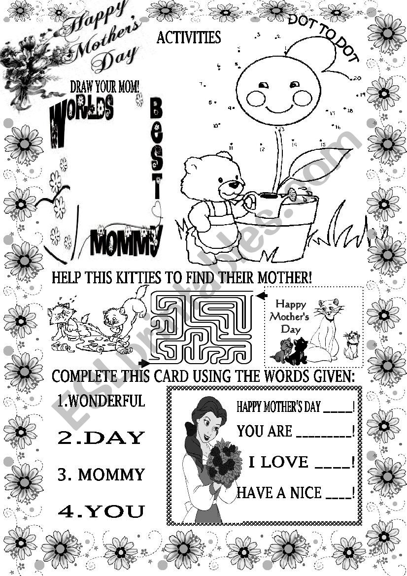 MOTHER´S DAY ACTIVITIES 5 - ESL worksheet by beauty and the best