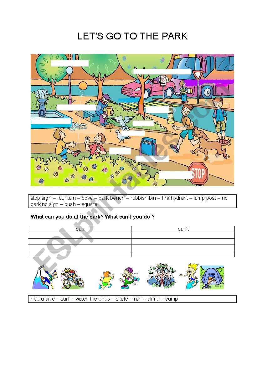 LET´S GO TO THE PARK - ESL worksheet by s.lefevre