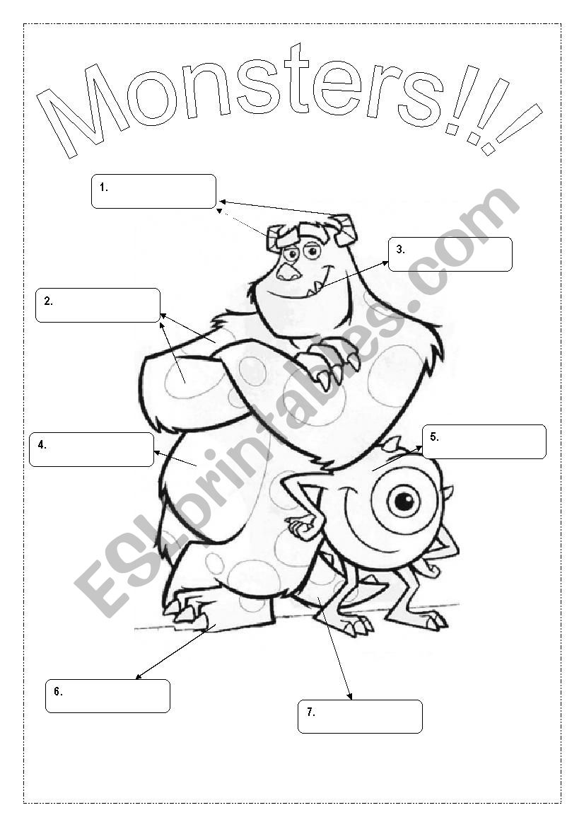 Monsters Part worksheet