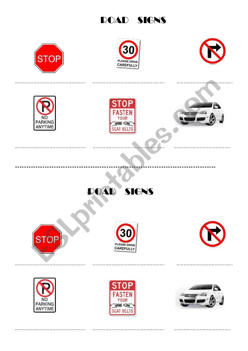 MUST MUSTNT  with ROAD SIGNS worksheet