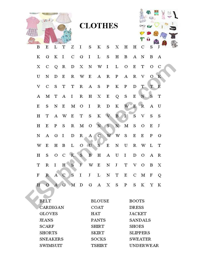 Clothes Puzzle worksheet