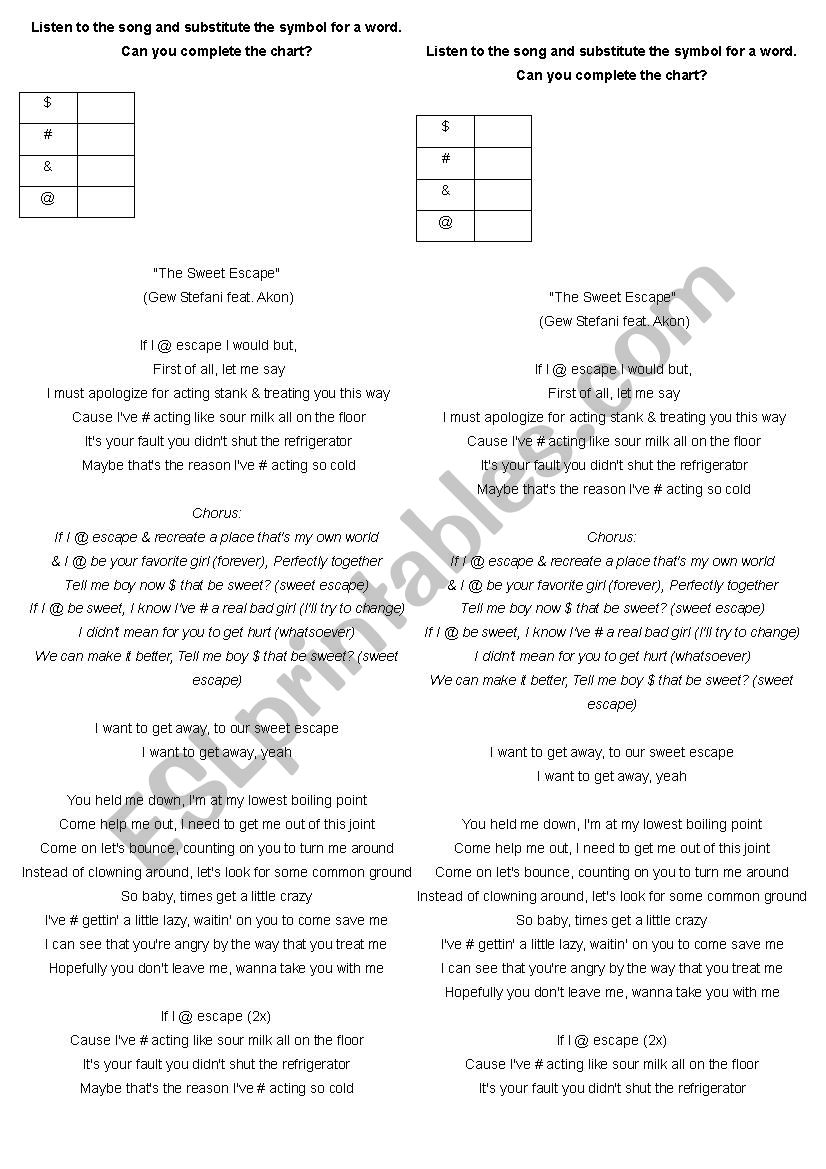 Suddenly I See by Kt Tunstall worksheet