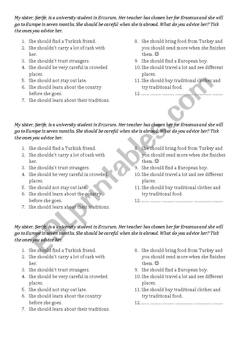 should / shouldn´t - ESL worksheet by 06.04