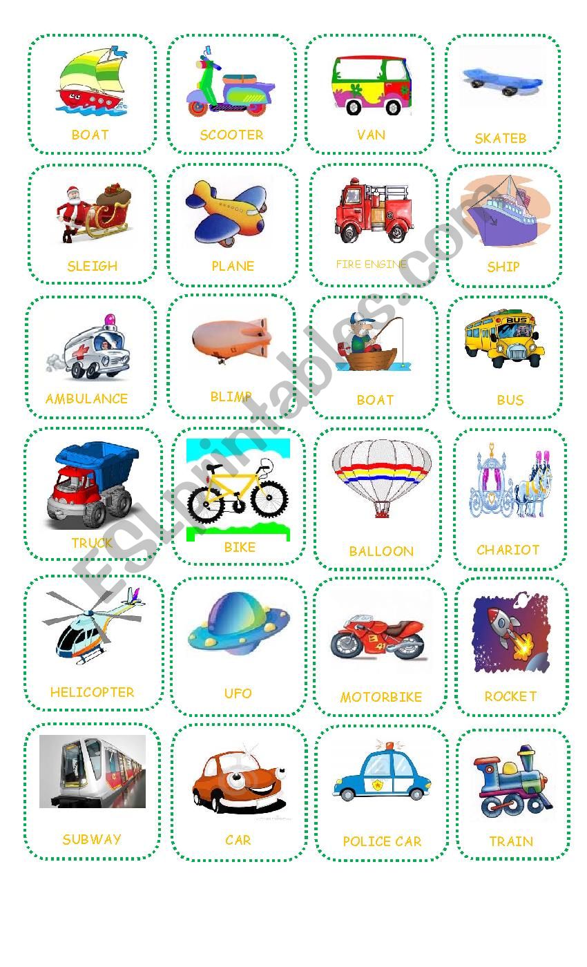 Bingo about Transportation Teacher´s Board - ESL worksheet by JECMPJ