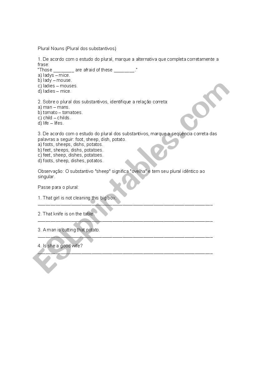 Plural Nouns worksheet