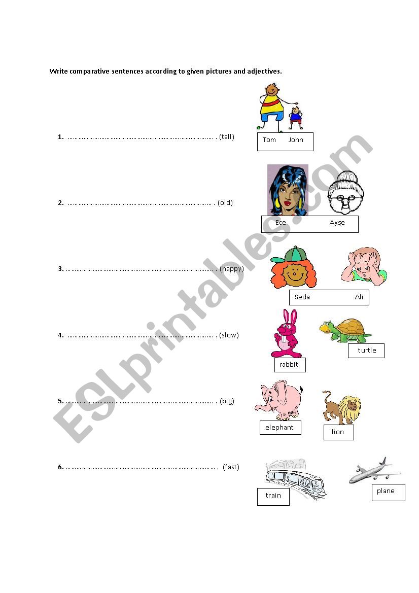 comparatives worksheet