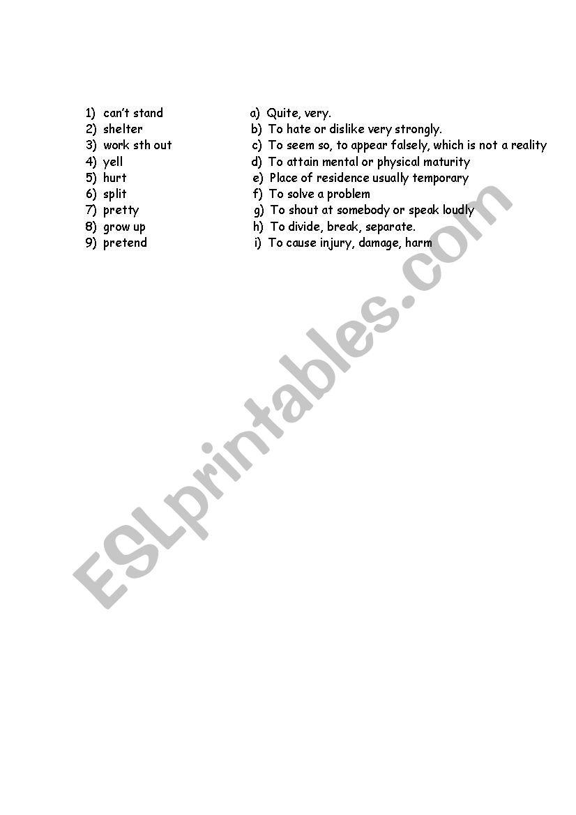 vocabulary exercise worksheet