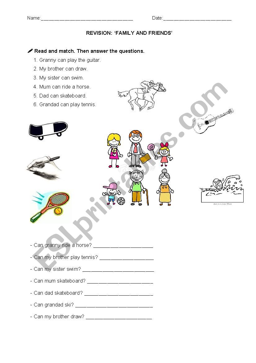 English Worksheets Family