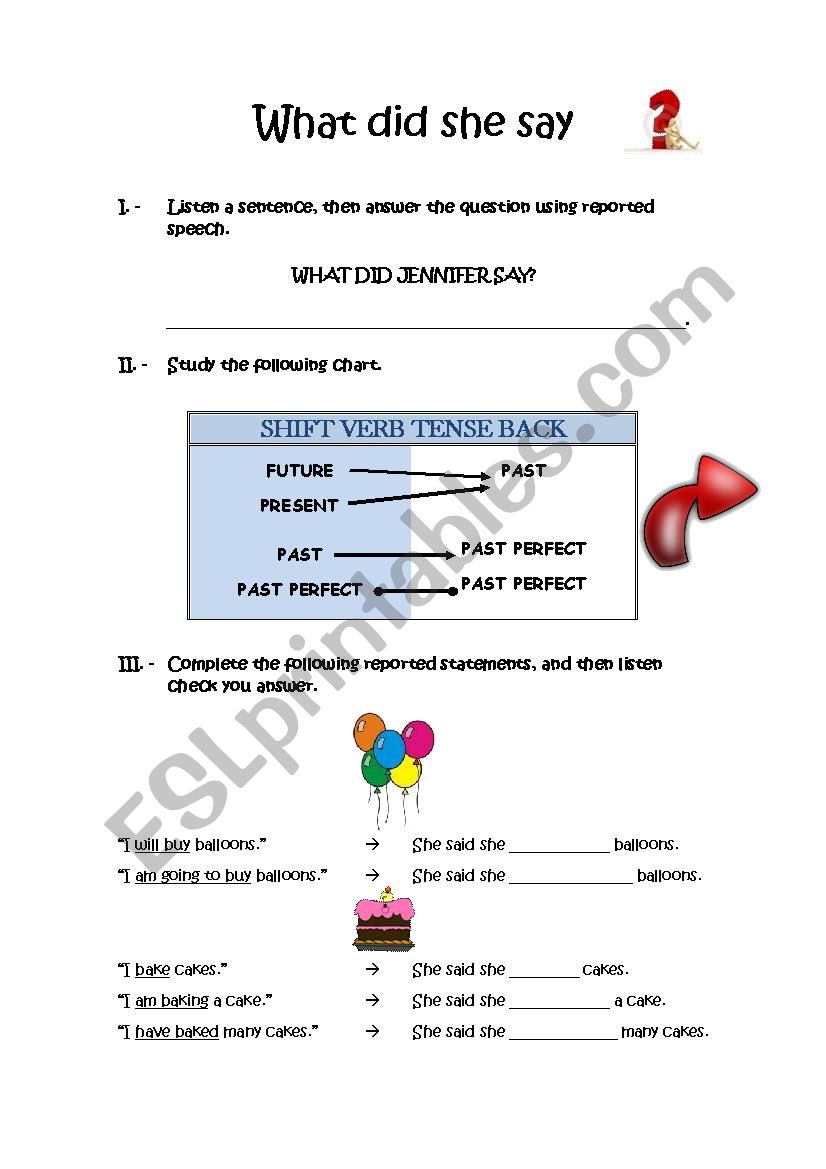 WHAT DID SHE SAY? worksheet