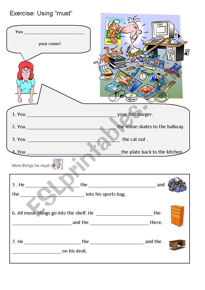 Exercise using must worksheet