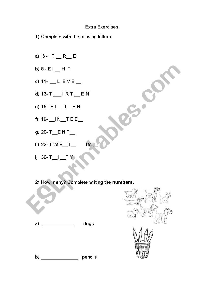 Body parts worksheet