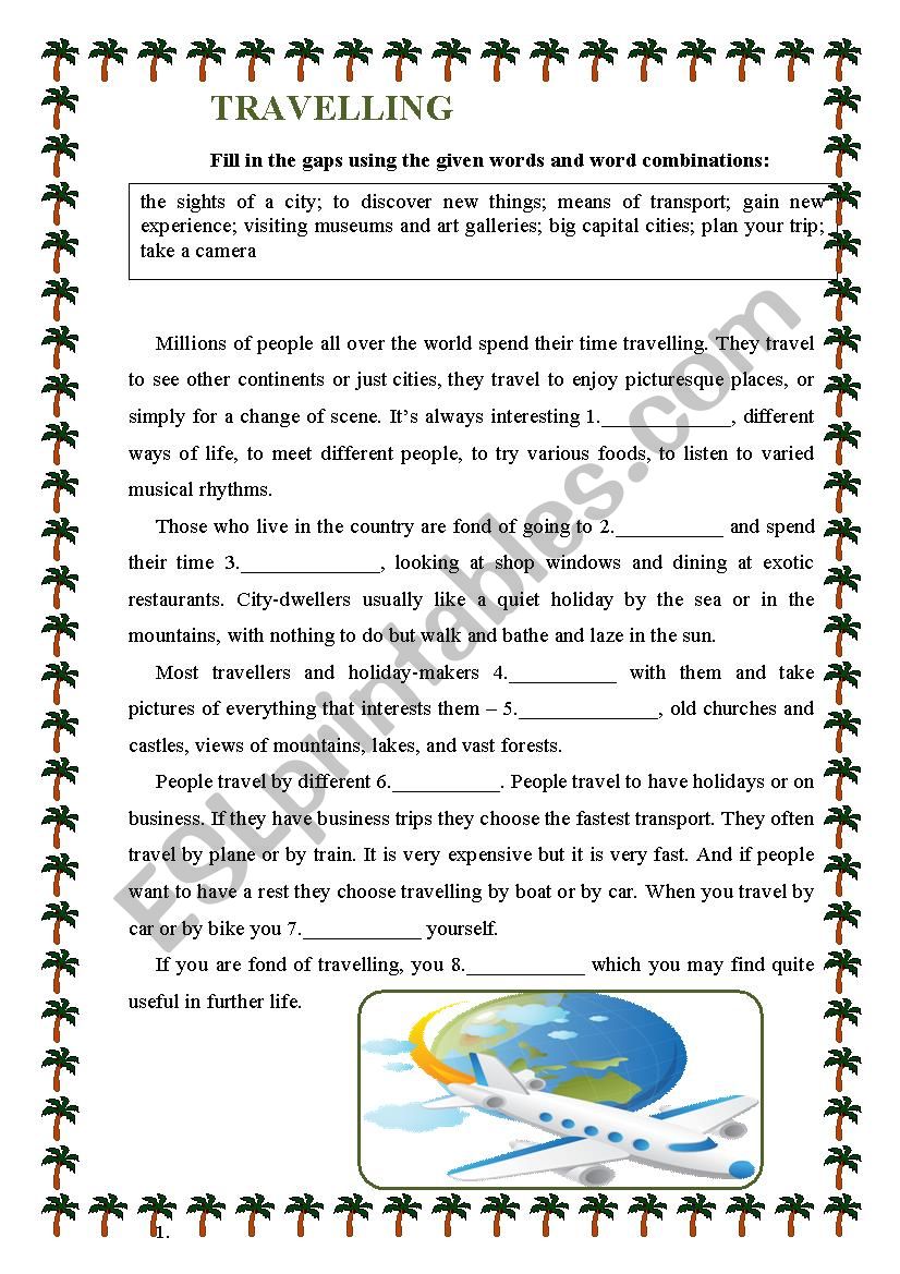 Holidays and travel worksheets