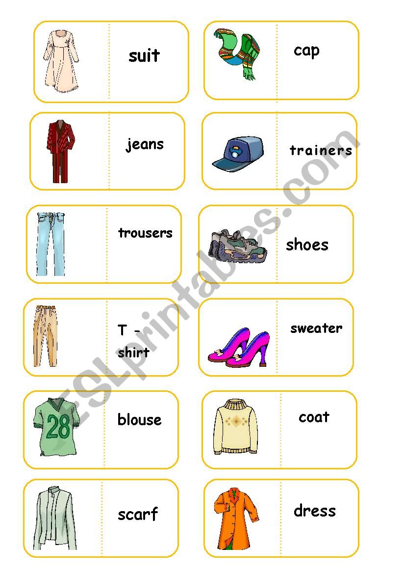 clothes domino - ESL worksheet by nuschka23