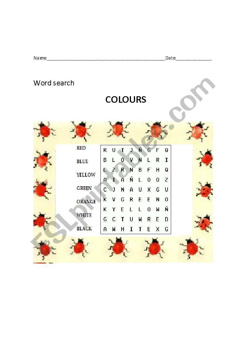 Colours worksheet