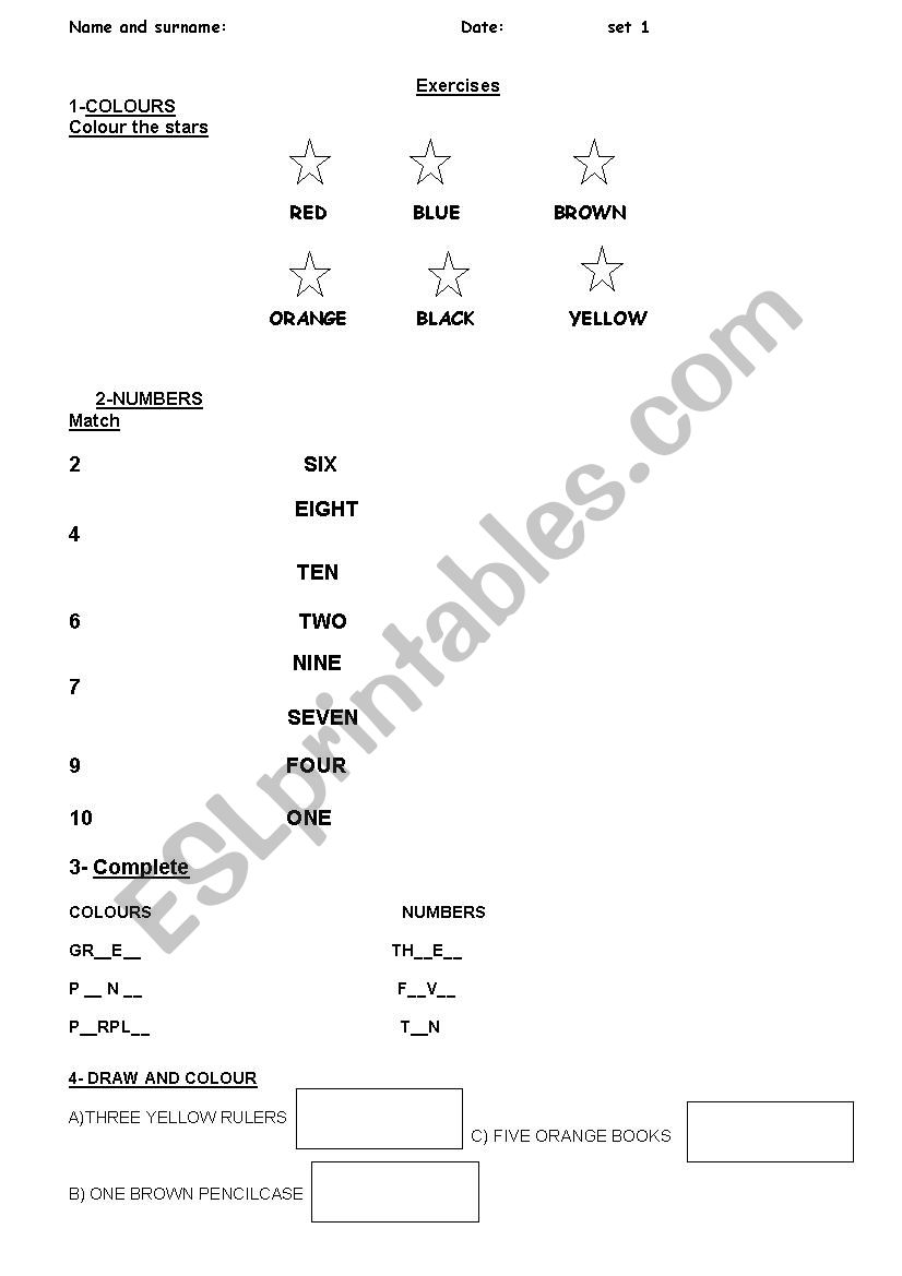 Beginners test worksheet