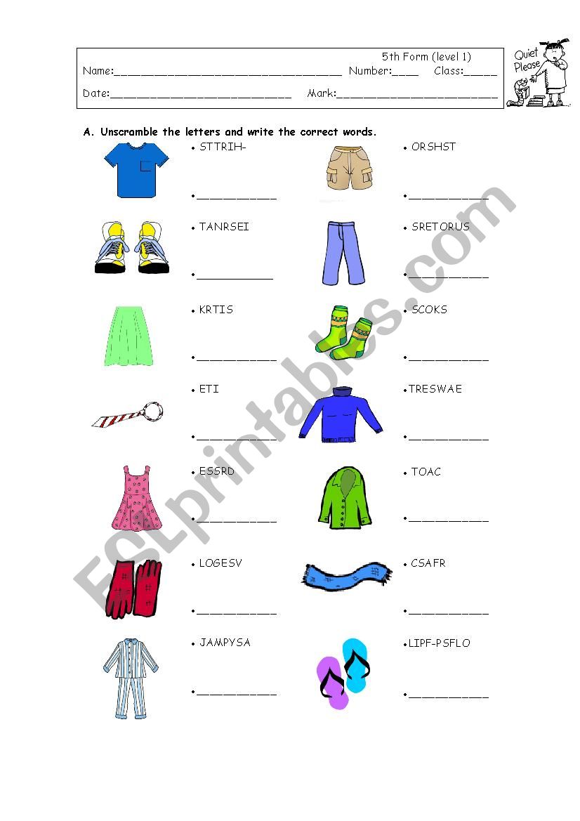Clothes and colours - ESL worksheet by Ana Gomes