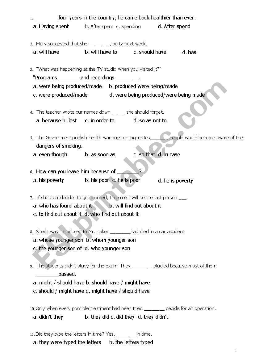 SUMMATIVE TEST ( LANGUAGE) worksheet