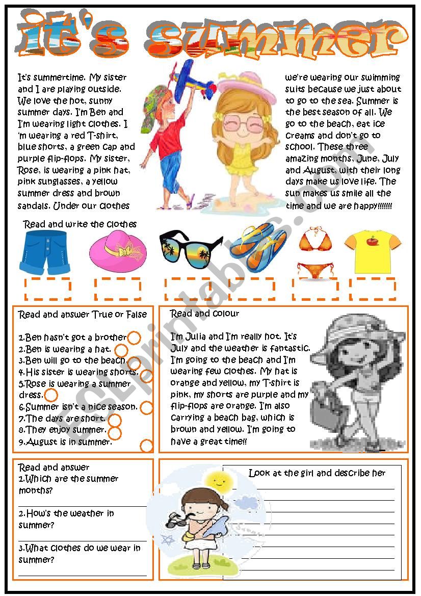 it´s summer - ESL worksheet by LILIAAMALIA