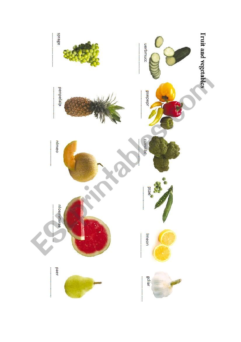 Fruit & Vegetables worksheet