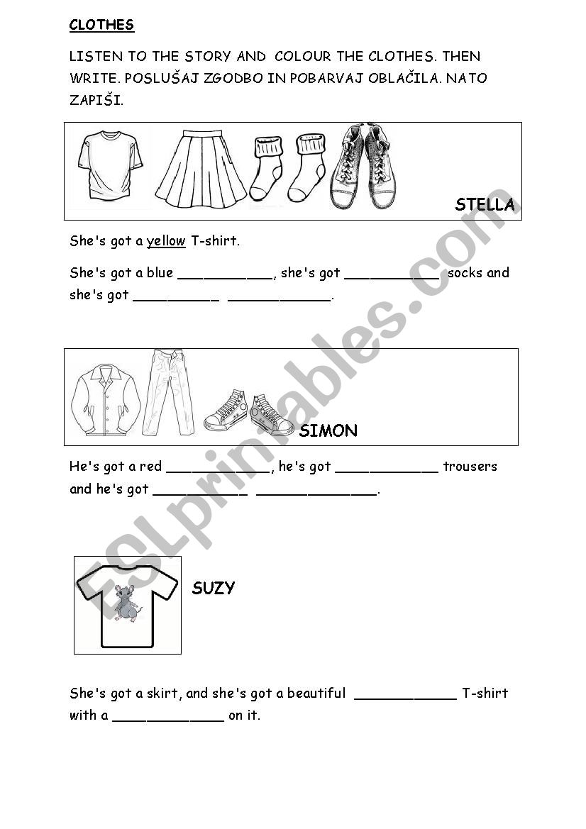 Clothes worksheet