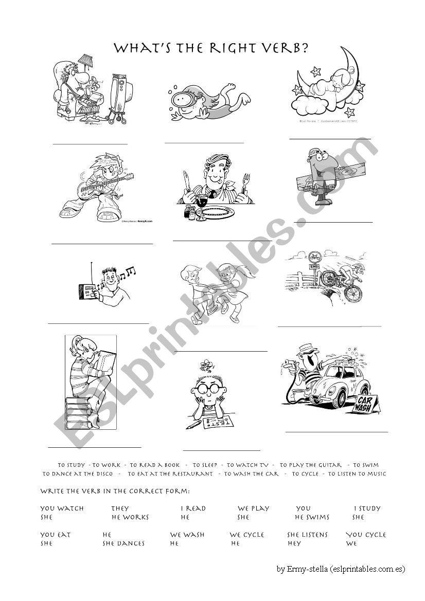 Activity verbs worksheet