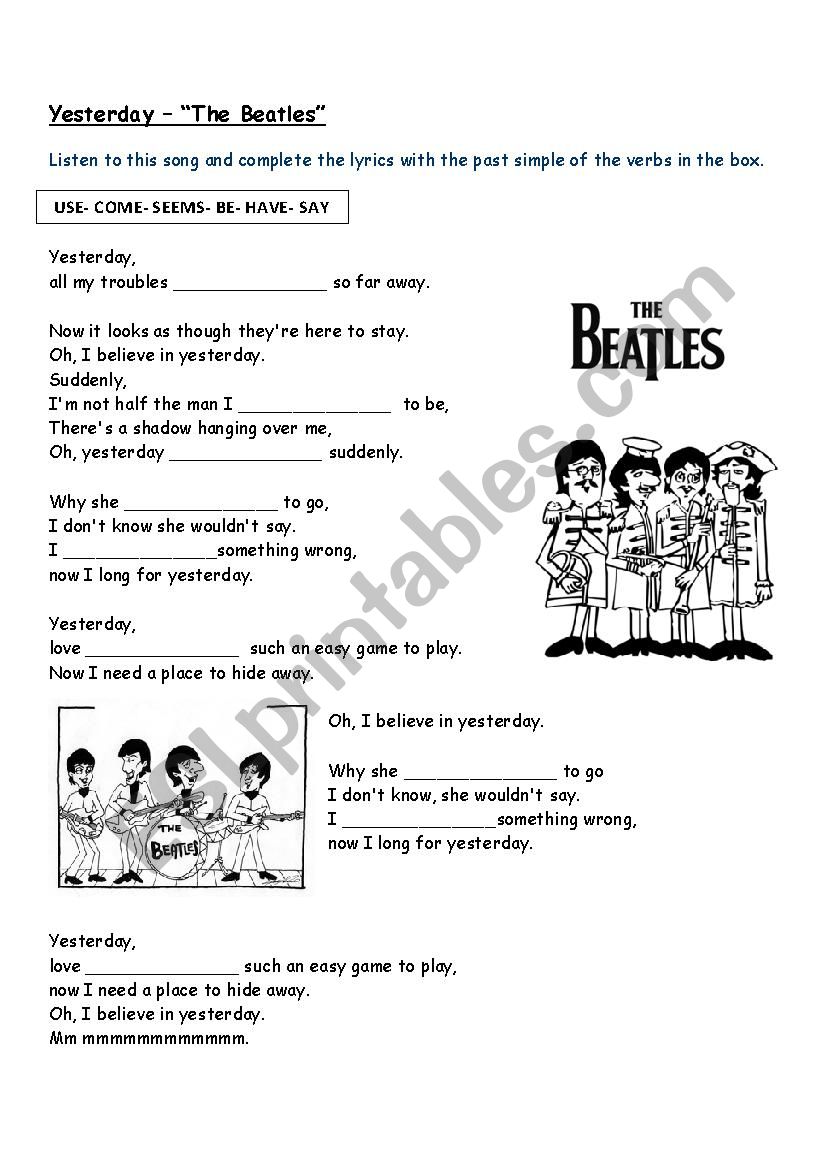 Yesterday Lyrics Beatles