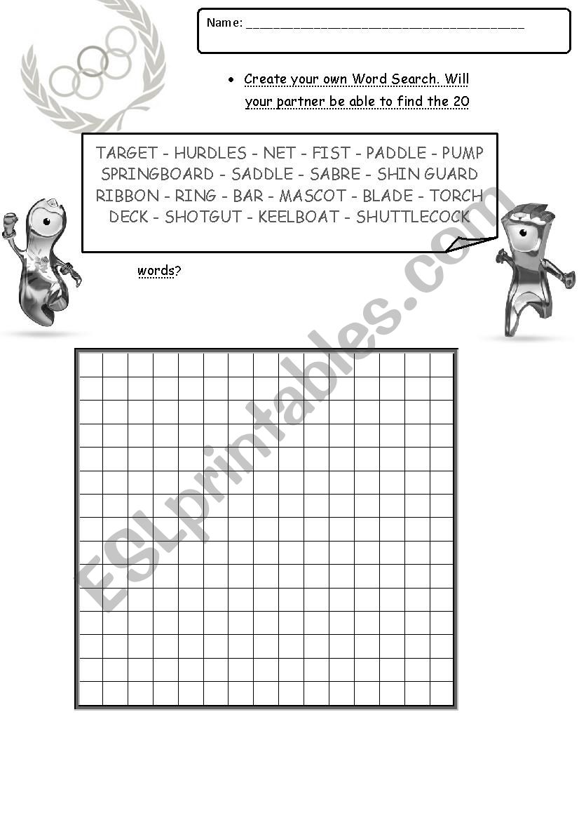 Olympic Games Word Search worksheet